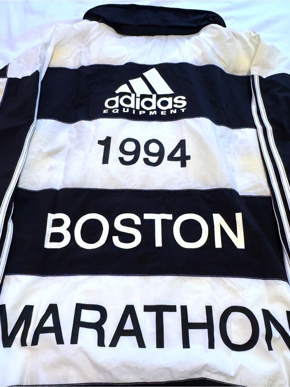 Vintage 1994 BOSTON MARATHON adidas (XL) Running Jacket-Black&White-NEW W/ TAGS - Picture 7 of 9